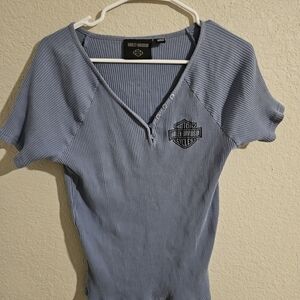Harley-Davidson Light Blue Ribbed Shirt